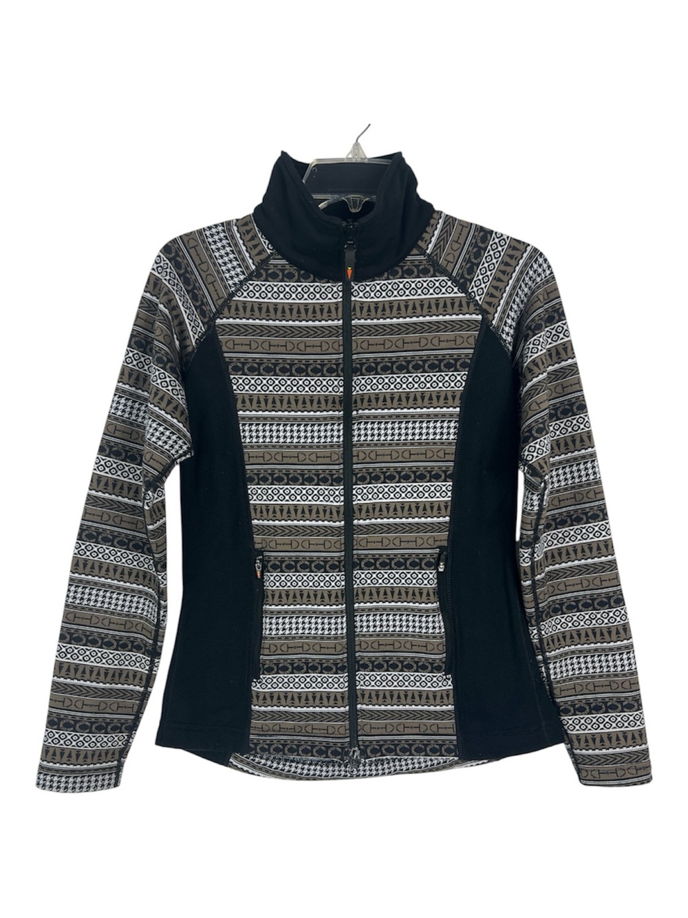 Kerrits Full Zip Jacket Equestrian Print Brown and Black Size Small